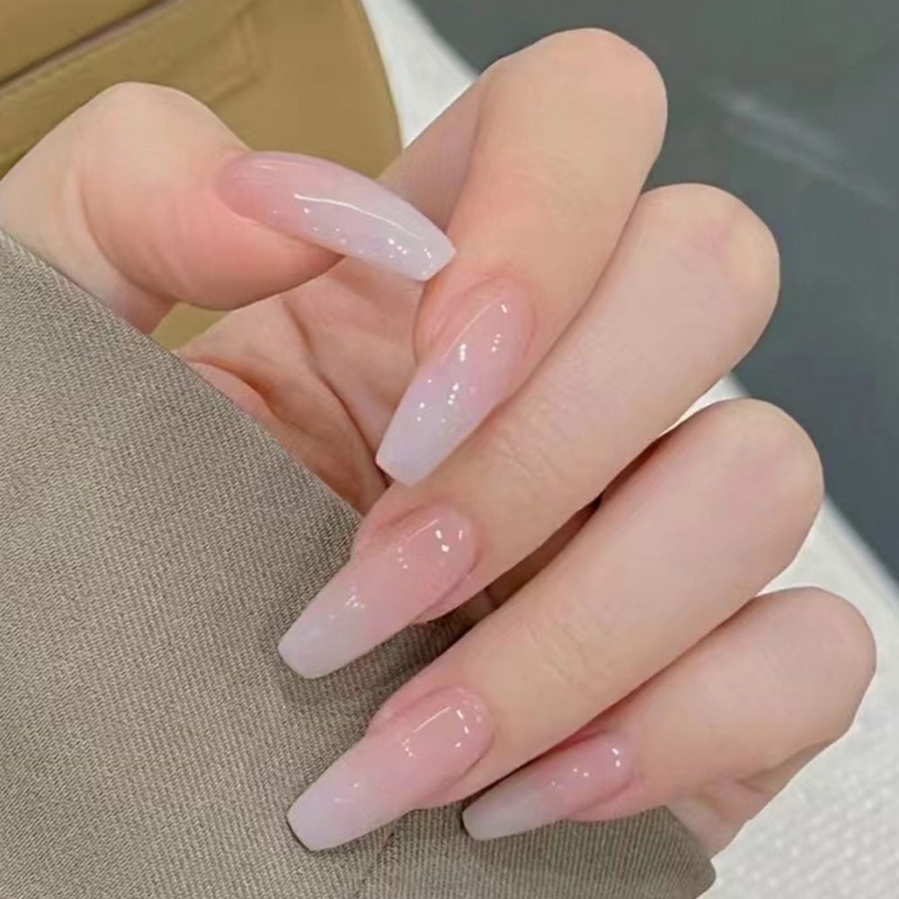 Nail Art Gliter - 24 pezzi di unghie finte rosa