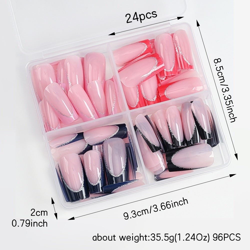 96 pezzi/scatola Unghie Finte  - Nail Art Gliter recensione e prezzo