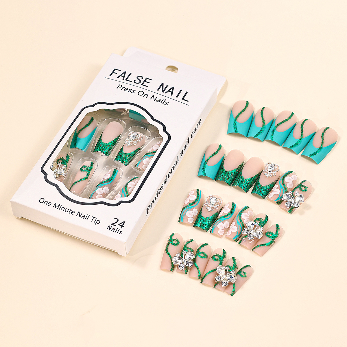Long Coffin Press on Nails Bal - Nail Art Gliter recensione e prezzo