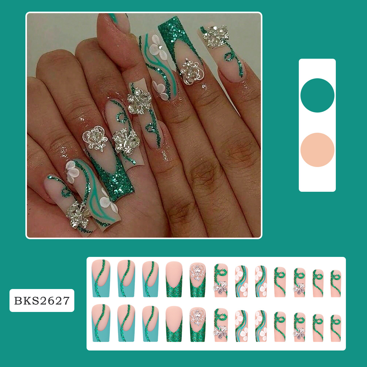 Long Coffin Press on Nails Bal - Nail Art Gliter recensione e prezzo