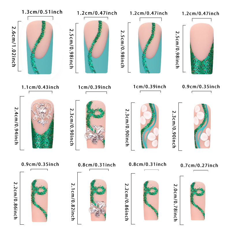 Long Coffin Press on Nails Bal - Nail Art Gliter recensione e prezzo