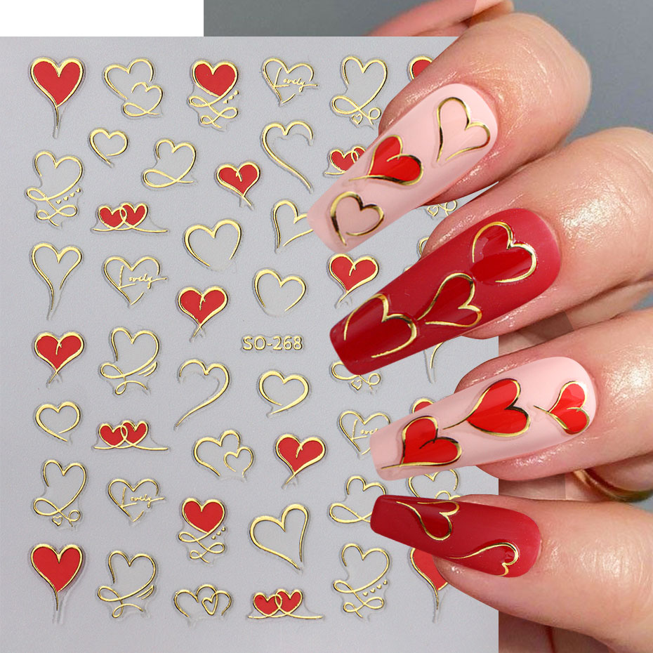 3 pz Y2K Oro Onda Linea Cuore  - Nail Art Valentines Day recensione e prezzo